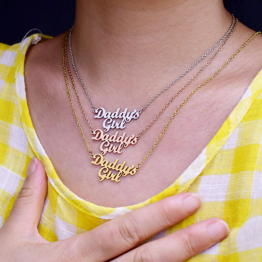 Daddy's Girl Necklace Parent's Daughter Family Member Collarbone Chain Father's Day Gift