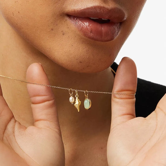 Damesketting – 14K Verguld – Conch Hanger met Natuursteen