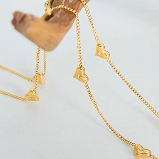 Titaniumstalen Ketting met Zirkoon Hart β Elegant & Duurzaam