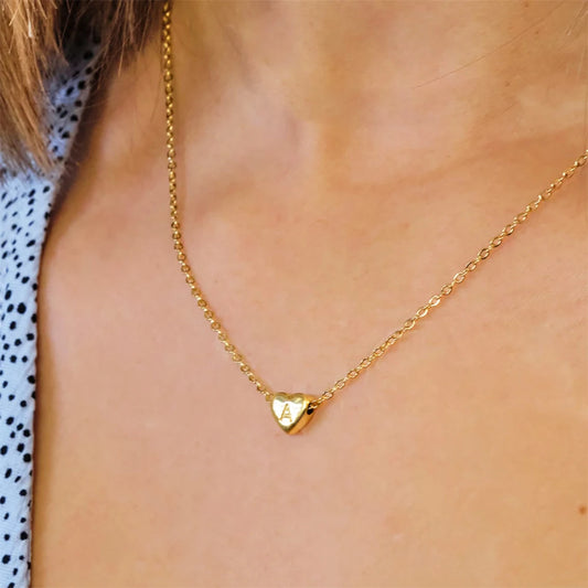 Initial Hart Ketting voor Dames – Verguld Roestvrijstaal – A-Z Letter Gravure