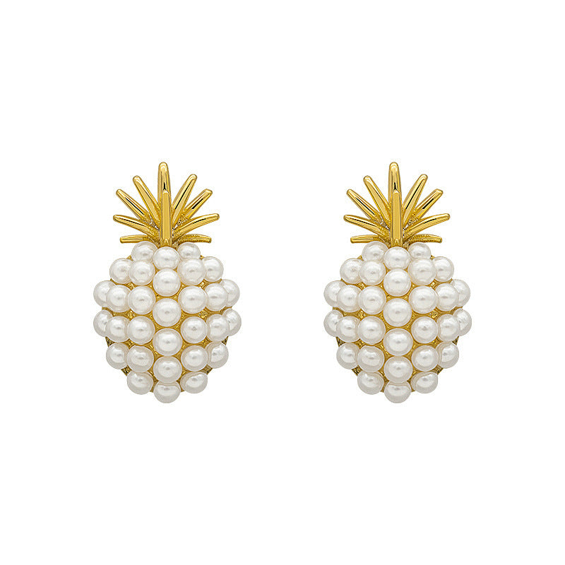 Dames Oorbellen – Ananas Design met Parel