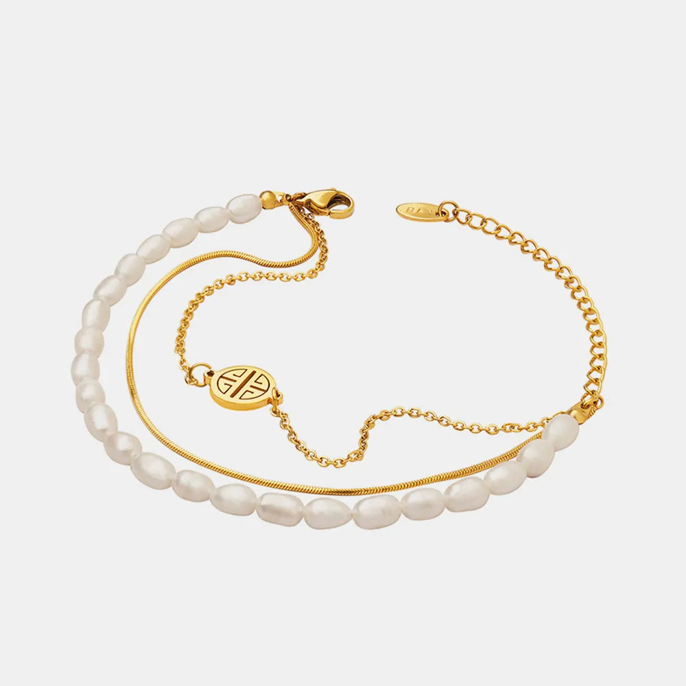 Titaniumstalen Drie-Laags Parelarmband – Elegant & Duurzaam