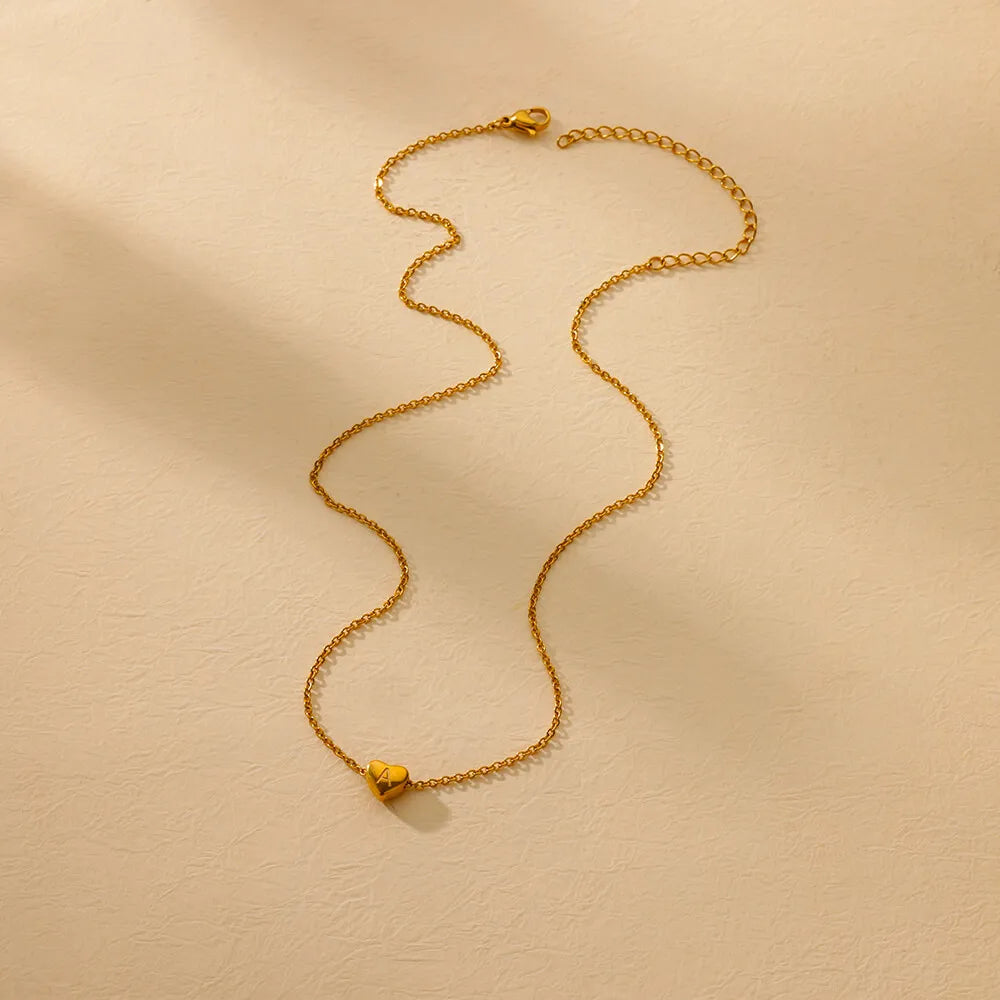 Initial Hart Ketting voor Dames – Verguld Roestvrijstaal – A-Z Letter Gravure