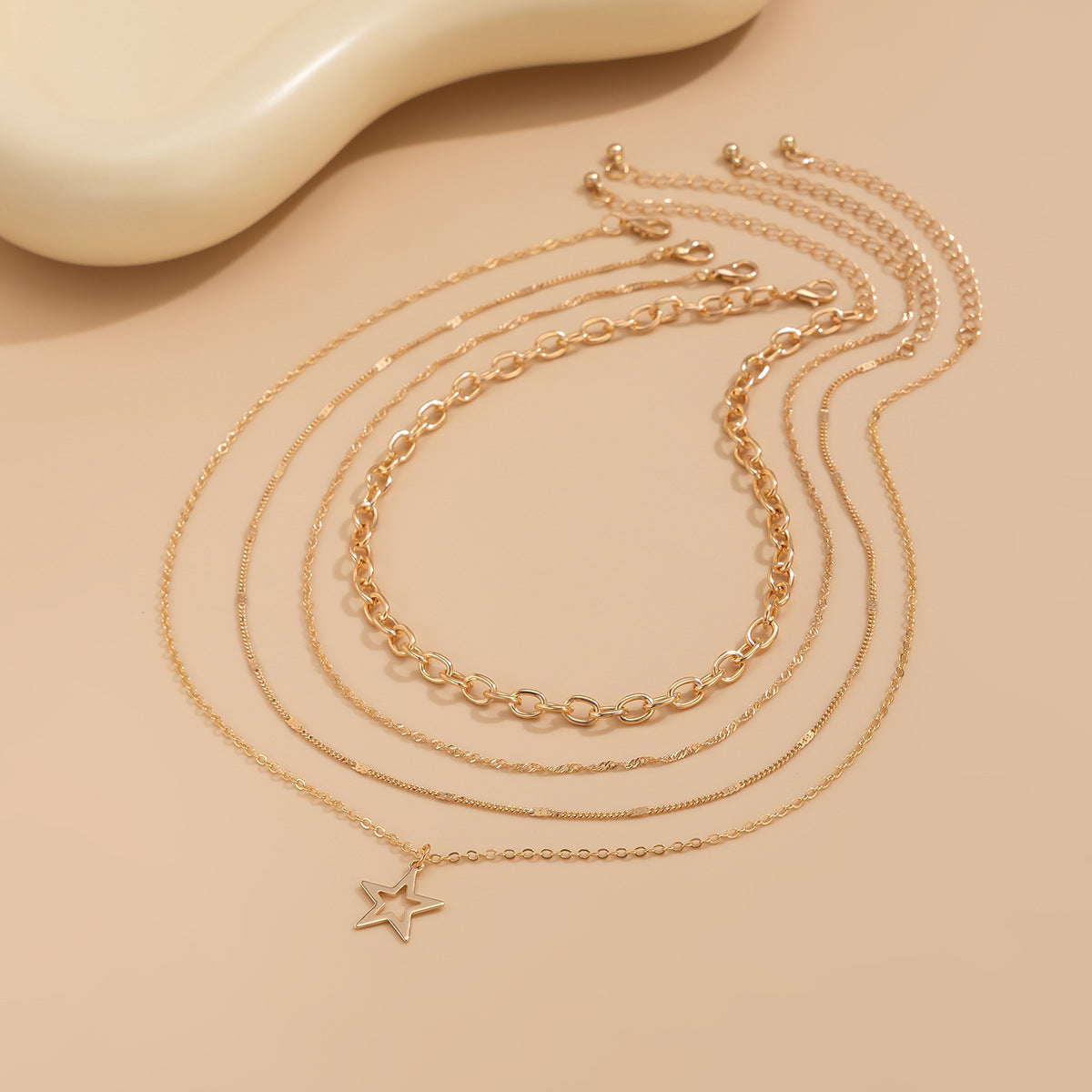 Gepersonaliseerde Pentagram Ketting – Alloy Collier – Sweet & Cool Layered Style