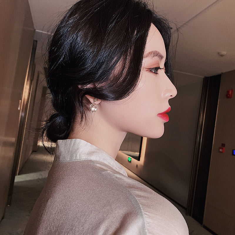 Dames Oorbellen – 925 Zilver – Kat, Ster & Maan Design met Zirkoon