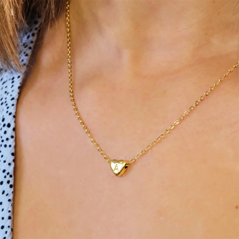 Initial Hart Ketting voor Dames – Verguld Roestvrijstaal – A-Z Letter Gravure