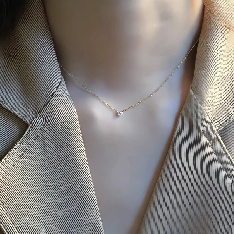 S925 Zilveren Ketting – 14K Verguld Mini Hart met Diamantaccenten