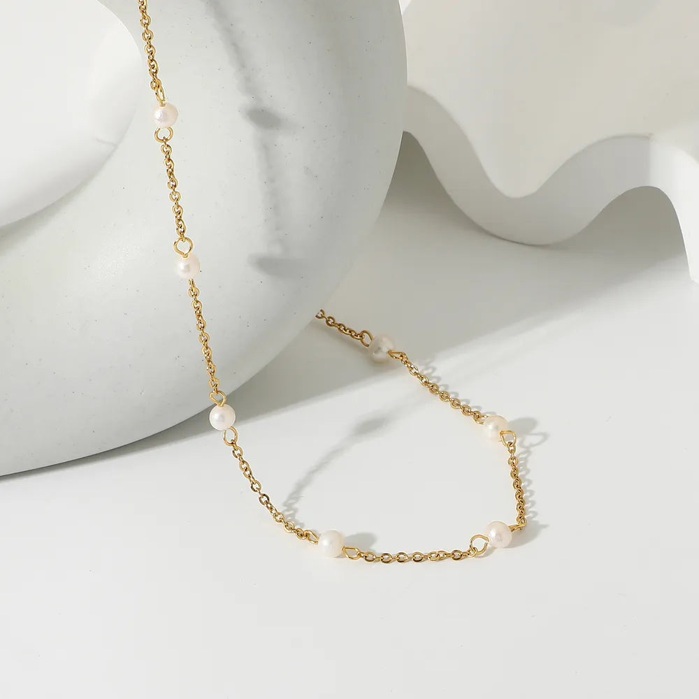 Damesketting – 18K Verguld – Zoetwaterparel