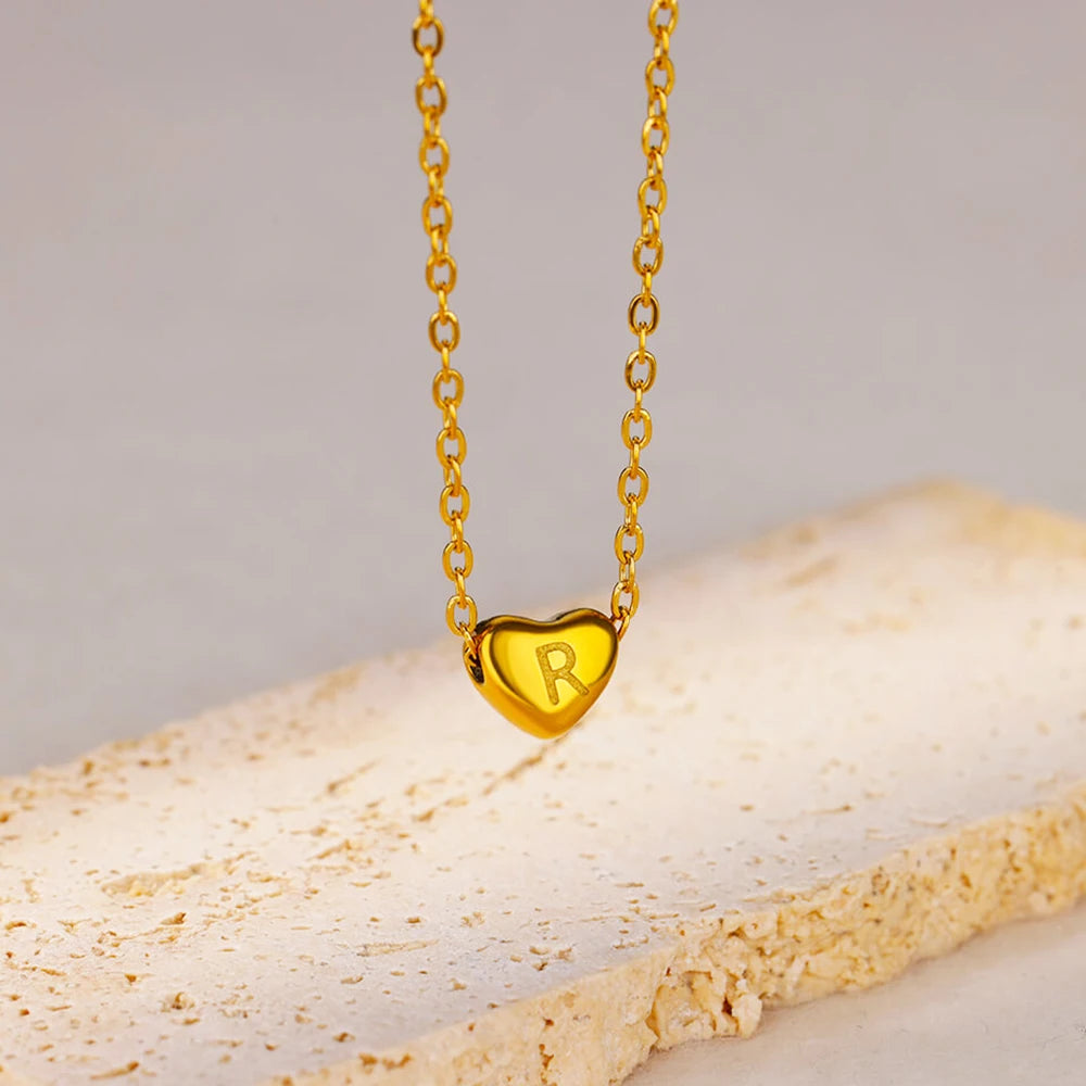 Initial Hart Ketting voor Dames – Verguld Roestvrijstaal – A-Z Letter Gravure