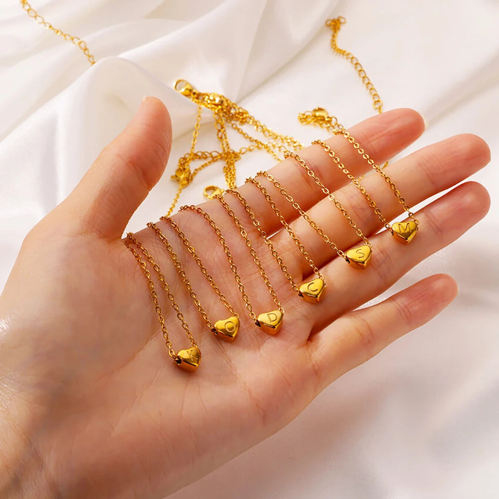 Initial Hart Ketting voor Dames – Verguld Roestvrijstaal – A-Z Letter Gravure