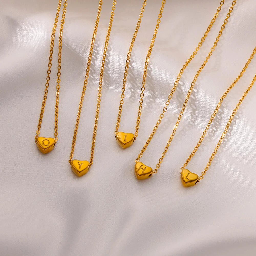 Initial Hart Ketting voor Dames – Verguld Roestvrijstaal – A-Z Letter Gravure