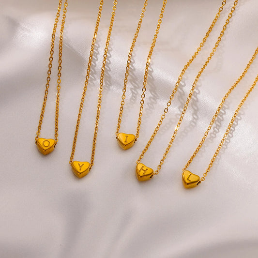 Initial Hart Ketting voor Dames – Verguld Roestvrijstaal – A-Z Letter Gravure