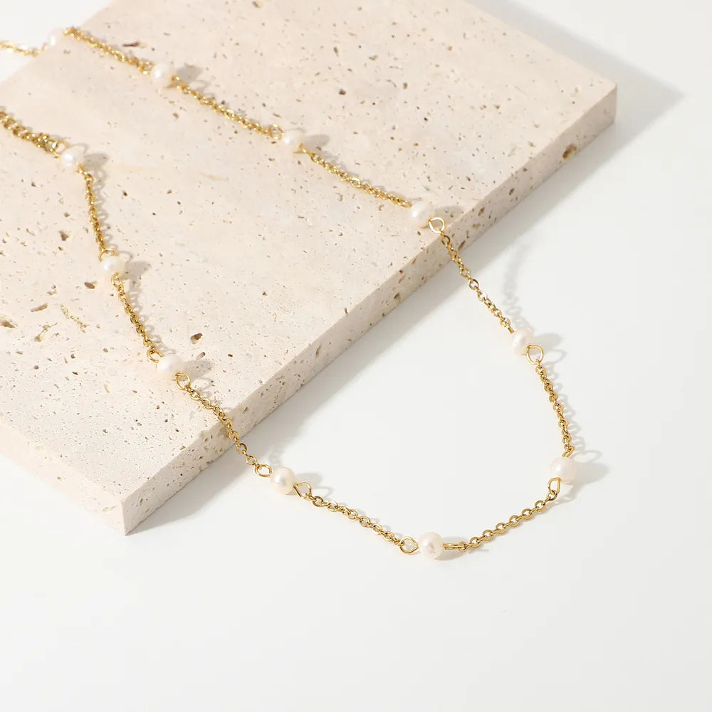 Damesketting – 18K Verguld – Zoetwaterparel