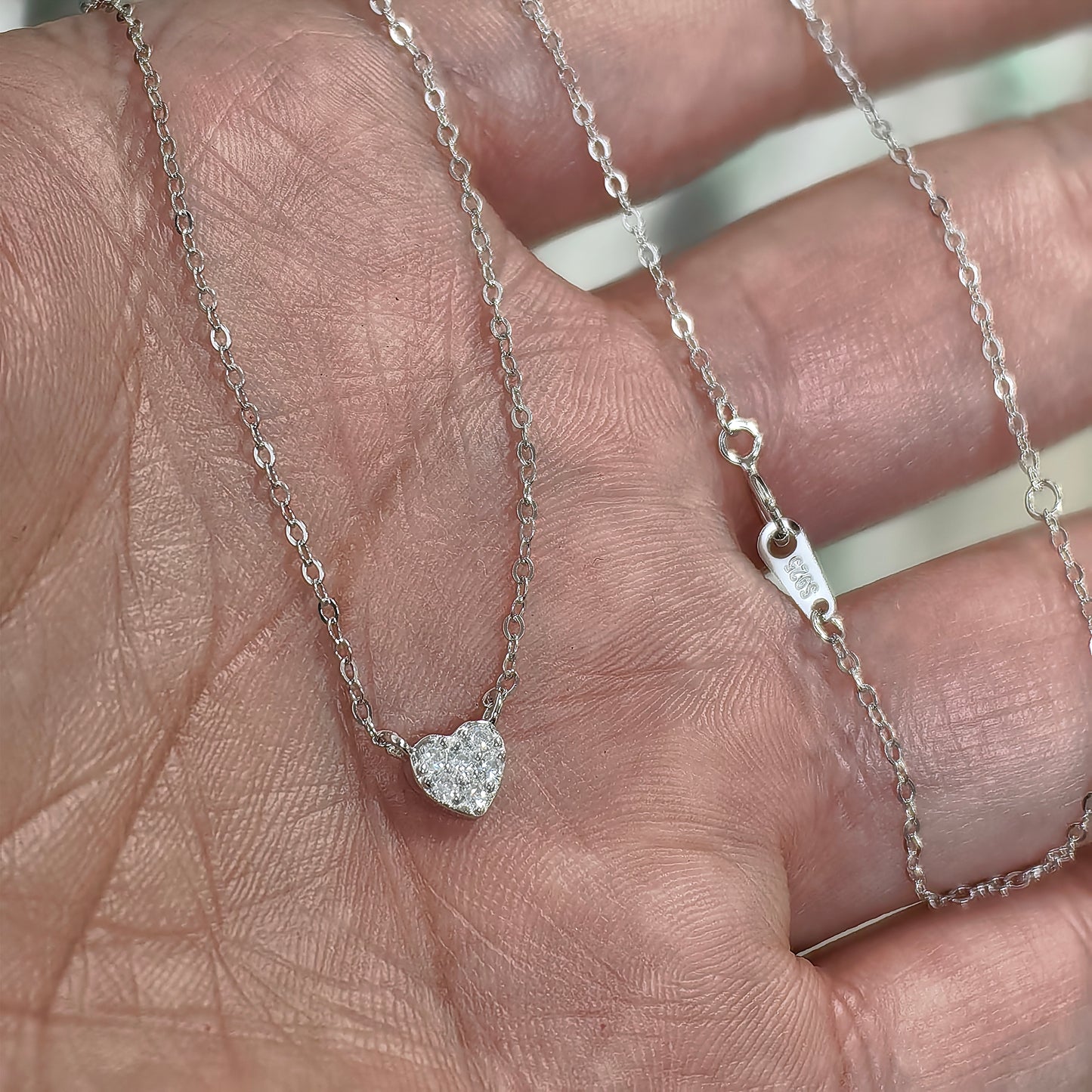 S925 Zilveren Ketting – 14K Verguld Mini Hart met Diamantaccenten